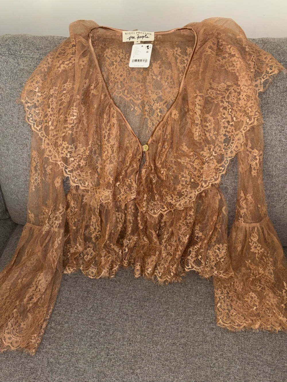 NWT Free people X Nigel Preston Lace Edwardian Top  Regular $187 - Picture 6 of 6